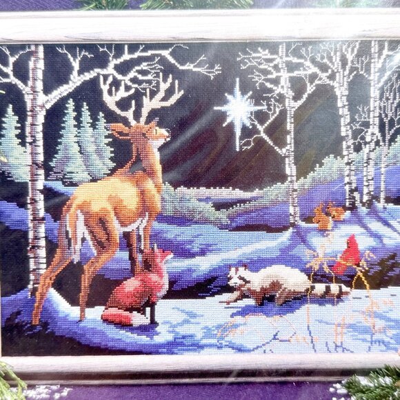 Christmas Traditions Reindeer & Forest Scene Cross Stitch Kit - New/Sealed - Picture 3 of 6